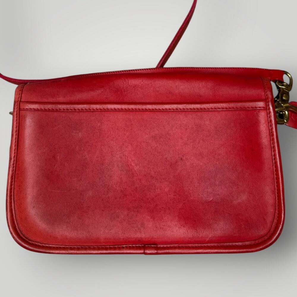 Vintage Coach Pocket Purse Crossbody Bag Red Made In USA 80's - Picture 7 of 16